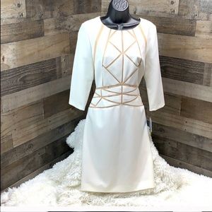 Antonio Melani White Geometric Dress, Size 6